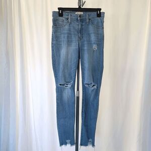 Madewell womens blue distressed skinny jeans 9 high rise size 27